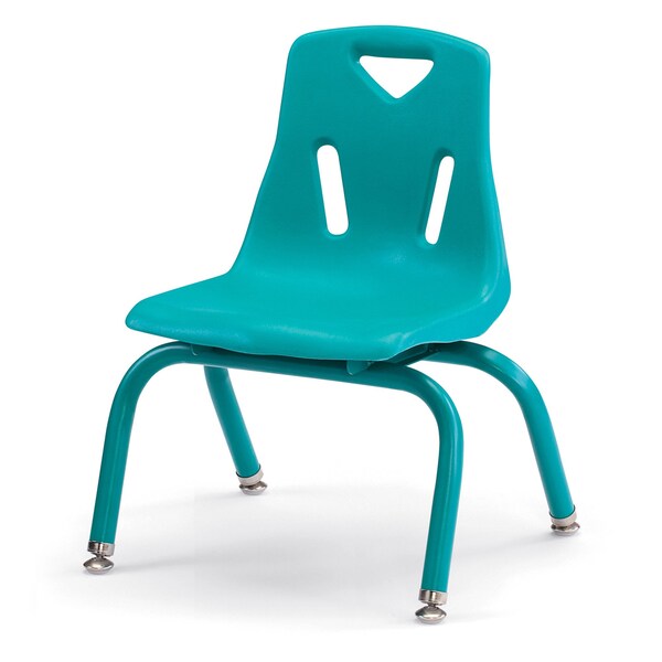Berries Stacking Chairs with Powder-Coated Legs, 10 in. Ht, Set of 6, Teal